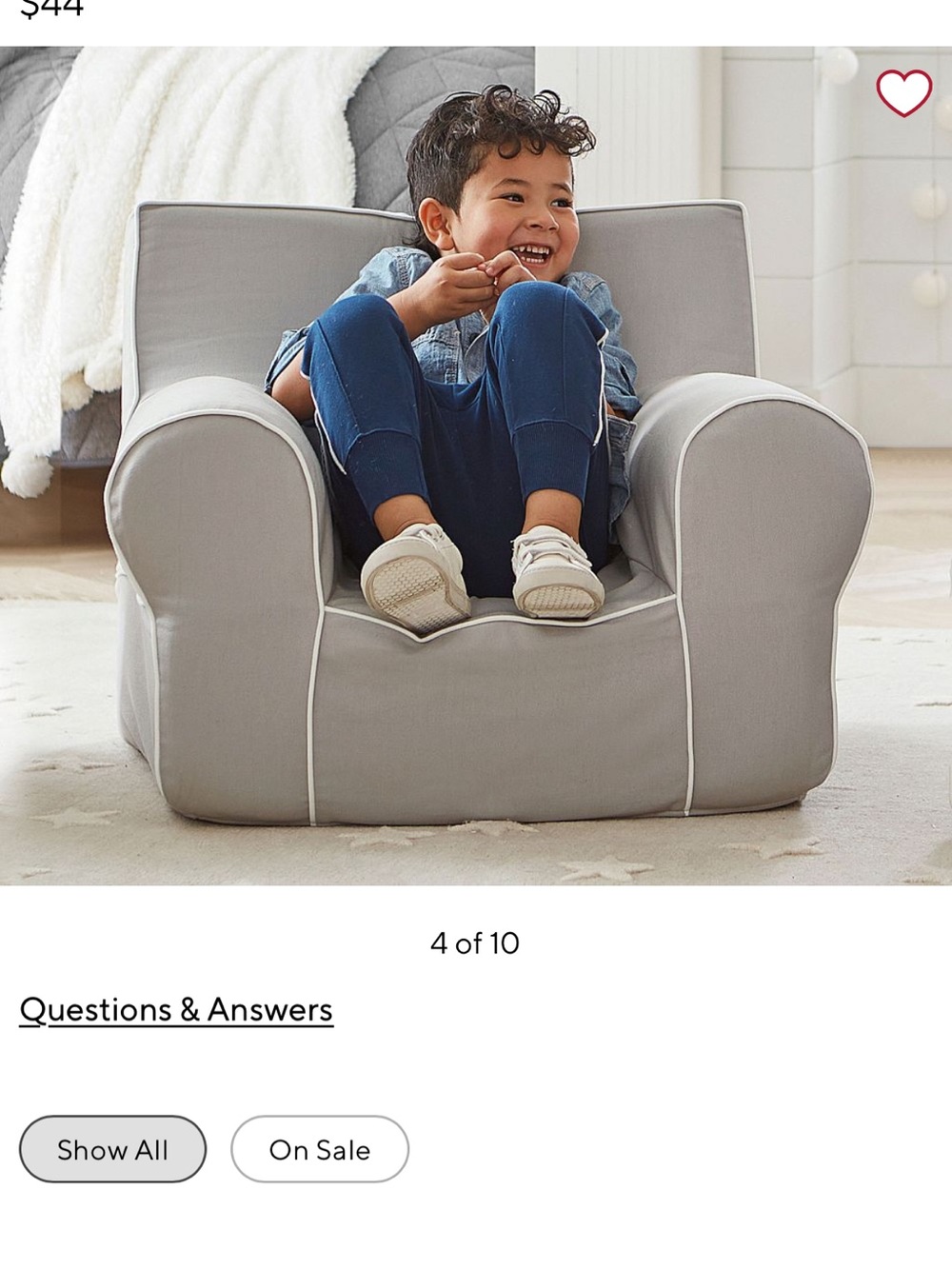 Pottery Barn Kids Gray Slipcover with White Piping